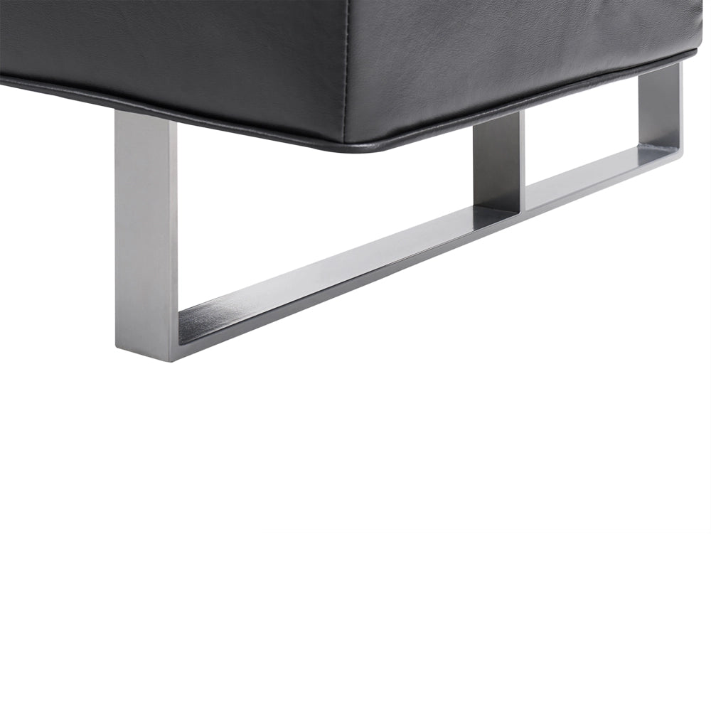 Divano letto in ecopelle nera moderno soggiorno trasformabile a 3 posti senza braccioli design minimalista
