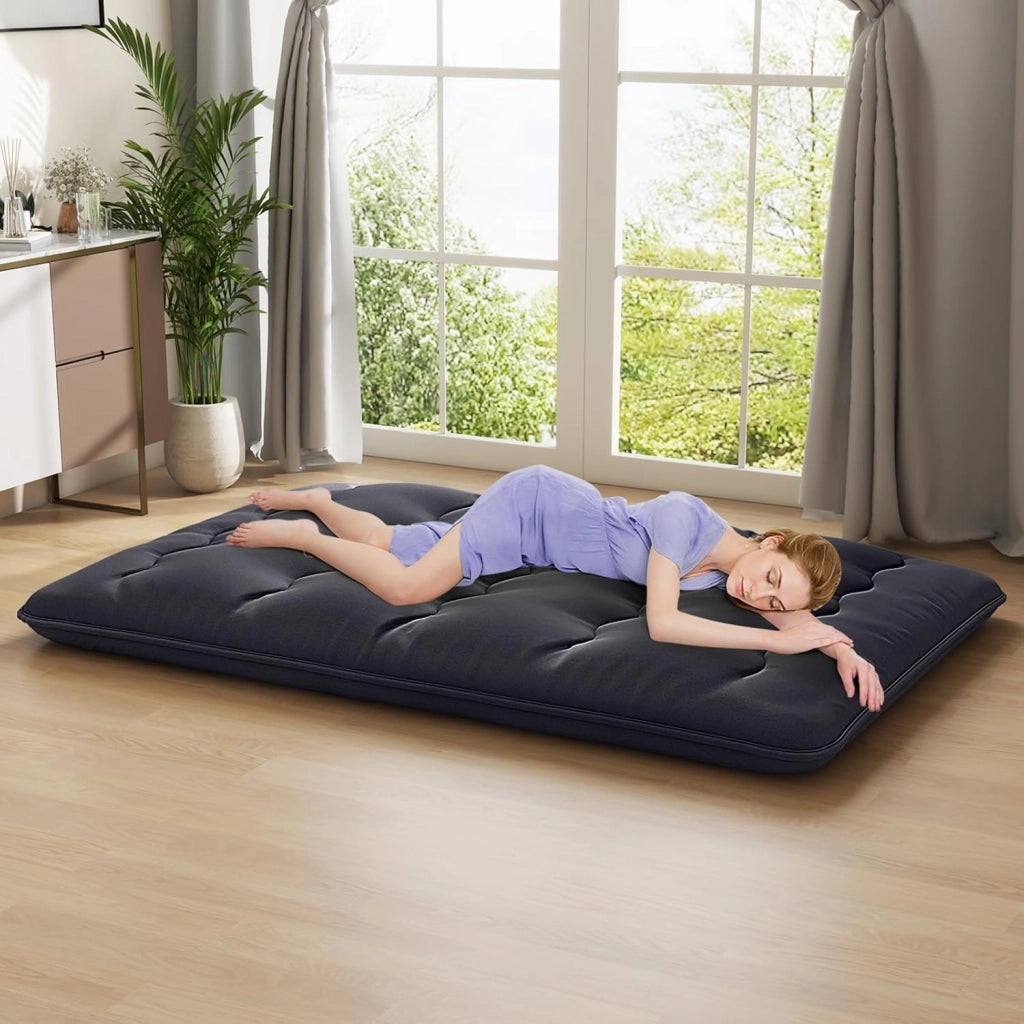 Materasso da pavimento 140x200 cm, materasso futon giapponese, tatami pieghevole e portatile, materasso richiudibile con borsa e rivestimento rimovibile, materasso per dormire e supporto per