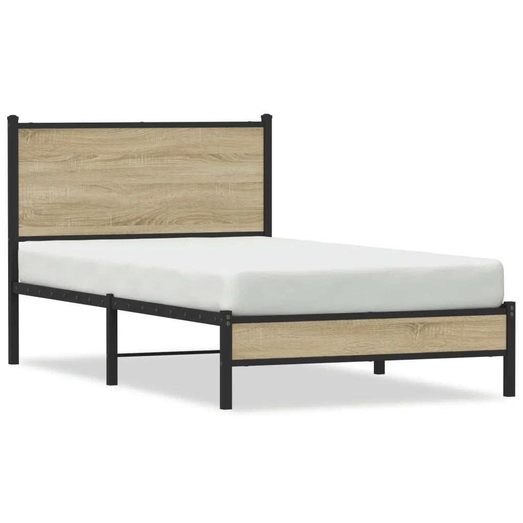 vidaXL Giroletto senza Materaso in Metallo Rovere Sonoma 100x190 cm