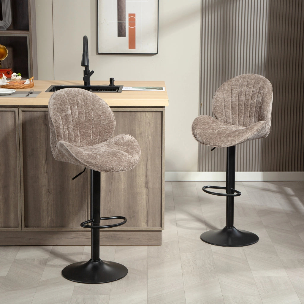 Sgabelli da bar ¨C zephmum ¨C Marrone, Struttura in metallo, Regolabile in altezza