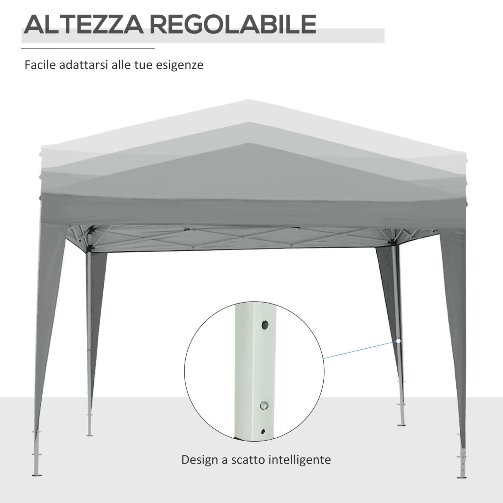 Gazebo da Giardino 3x3 m Pieghevole con 4 Pannelli Laterali in Acciaio e Tessuto Oxford Grigio Chiaro