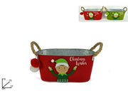 Cesta in Metallo Elfo Natale con Manici 31 x 15 cm