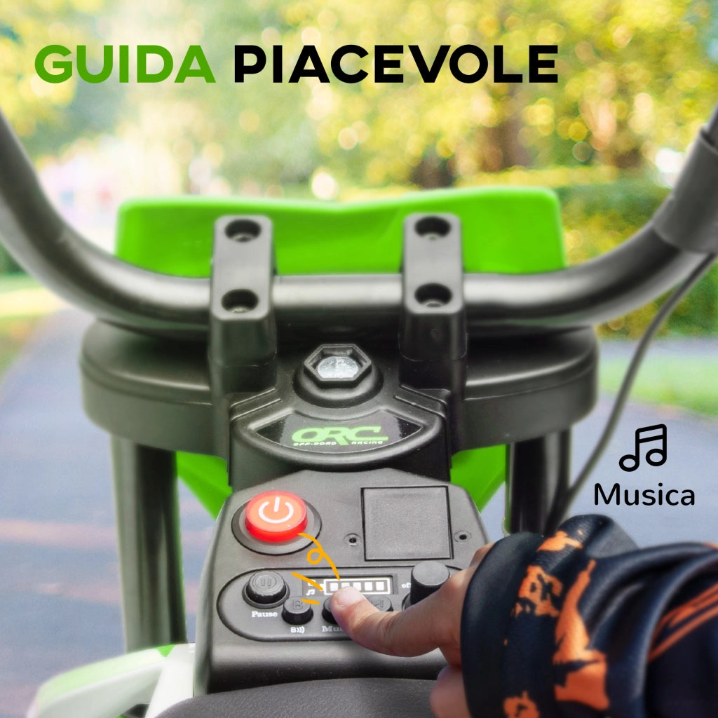 Moto Elettrica per Bambini con Rotelle ¨C zephmum ¨C Verde, PP e Metallo, 109.5x60x72.5 cm