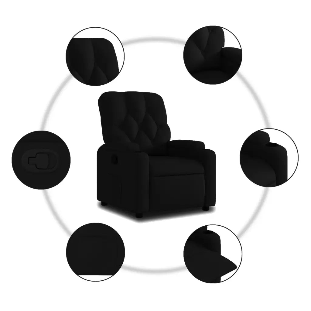 Divano Sedia-Poltrona Reclinabile in Tessuto Nero 108377