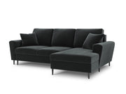 Cosmopolitan Design - Divano convertibile angolare destro con contenitore "Kyoto" 4 posti in velluto grigio scuro 