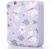 Etui per matite 120 con organizzatore per matite e pastelli con grande capacità e supporto per scuola, ufficio, viaggio, regalo per familiari e amici (disegno farfalla, viola)