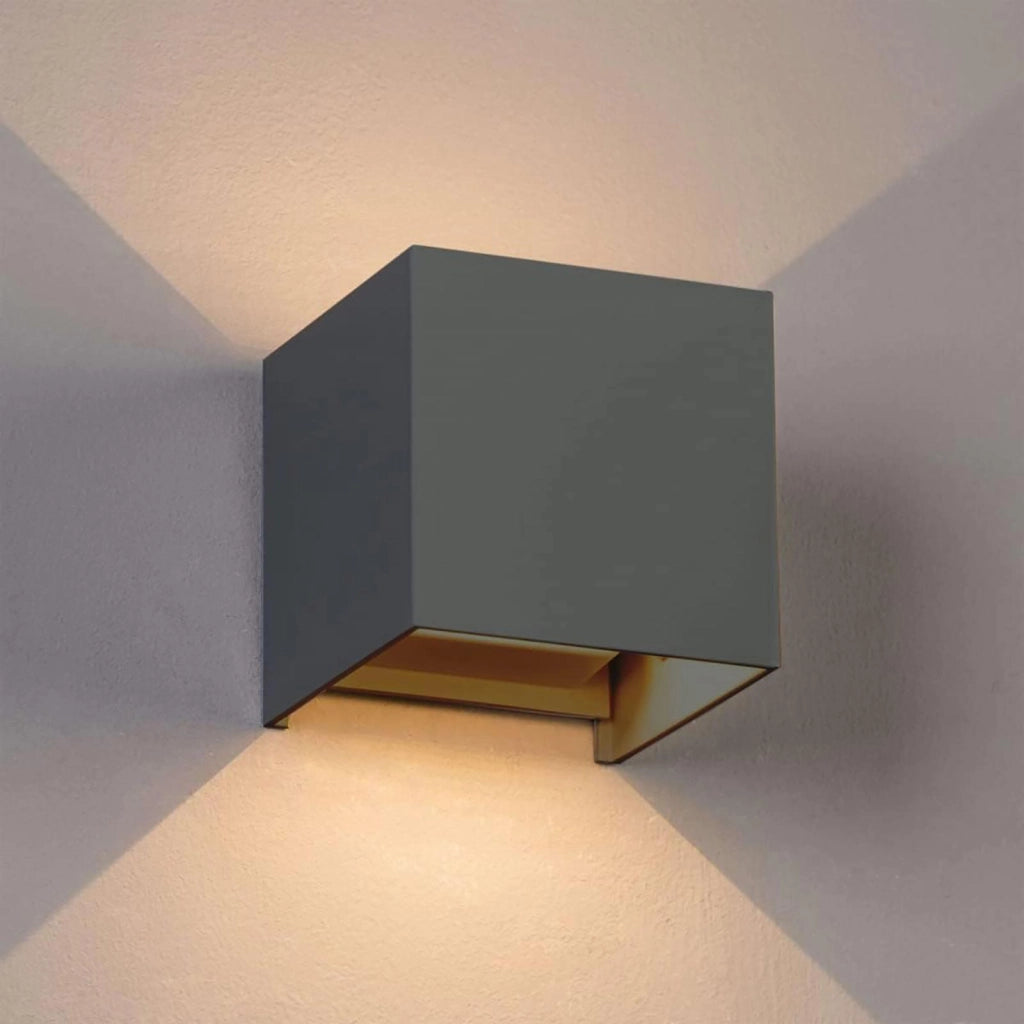 Applique cubo IP65 LED 12W CCT da 3000K a 6500K lampada parete moderna doppio fascio luminoso luce facciata giardino terrazzo GRIGIO