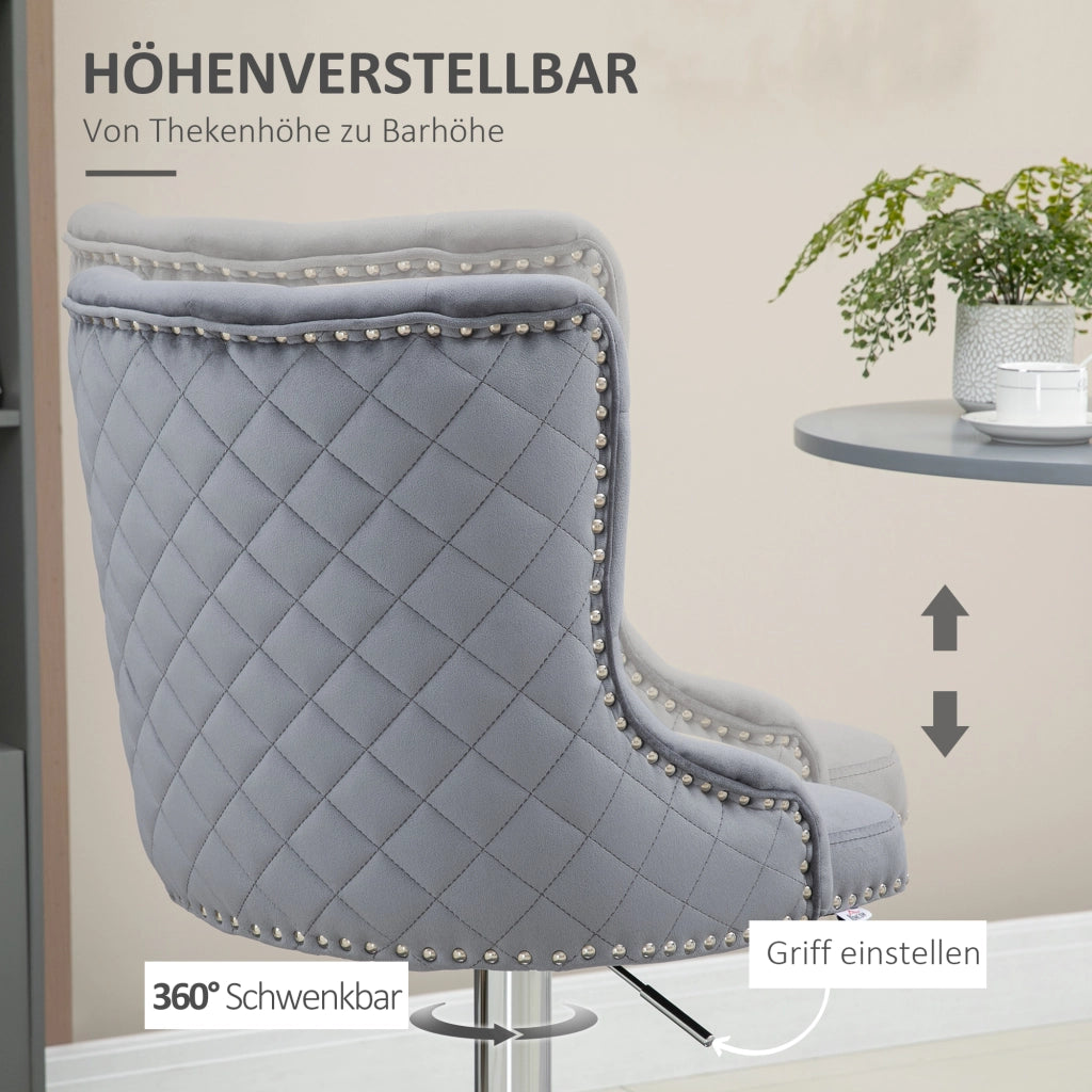 Sgabello bar 2 pezzi ¨C zephmum ¨C regolabile, girevole, grigio, 46x55x123 cm