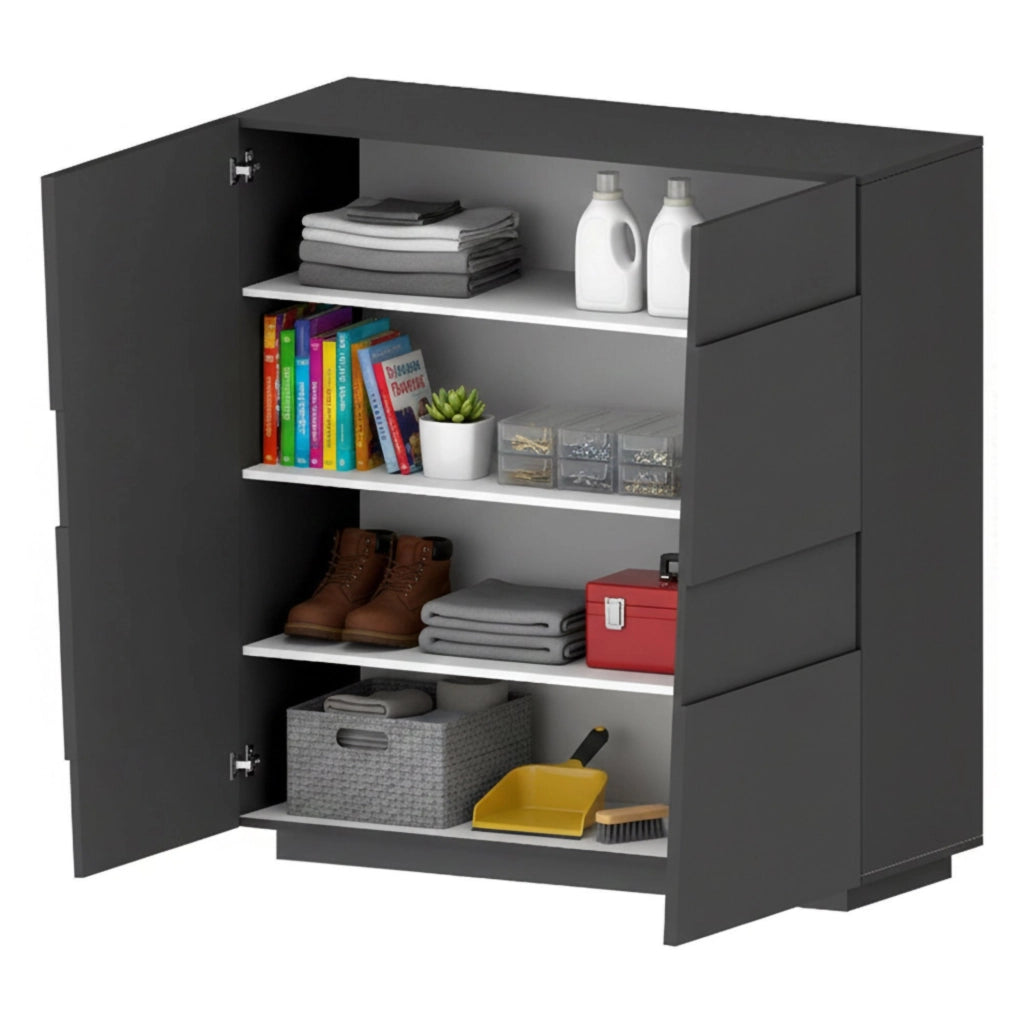 Armadio multiuso 2 ante Aulla, Mobile multifunzione, Armadietto a 2 ante, 120x44h126 cm, Antracite