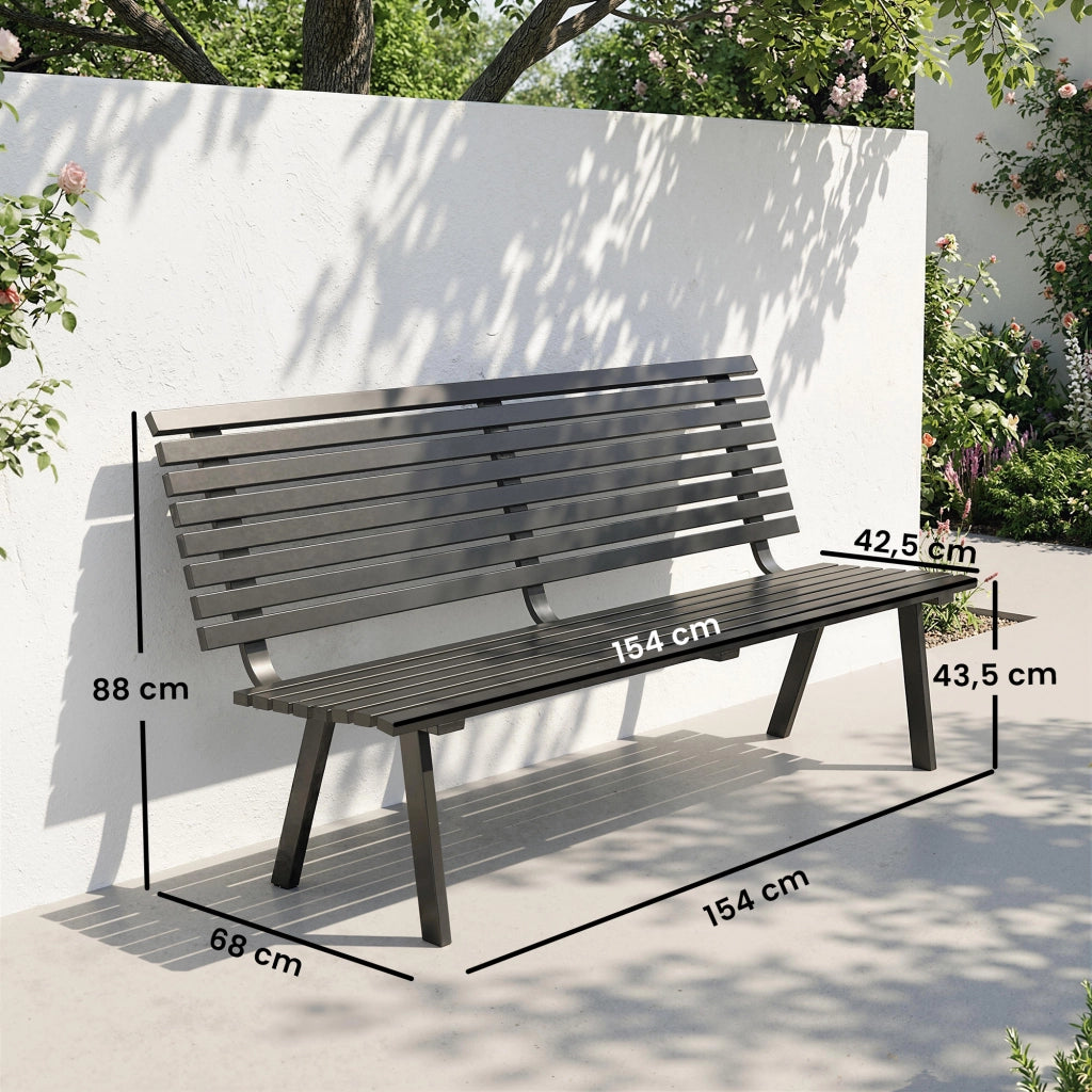 Panchina da giardino 3 posti ¨C zephmum ¨C metallo, 154x68x88 cm
