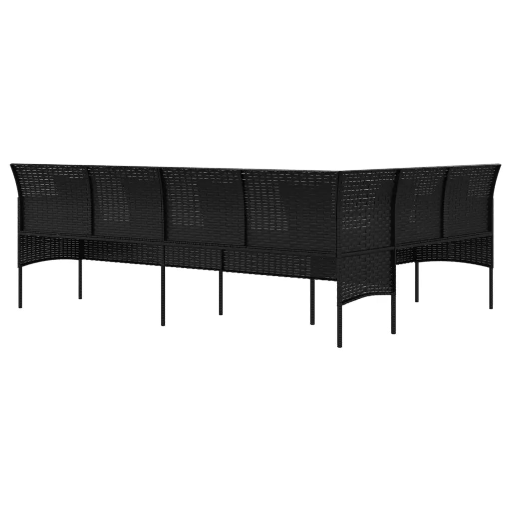 Divano da Giardino a L con Cuscini Nero in Polyrattan 362336