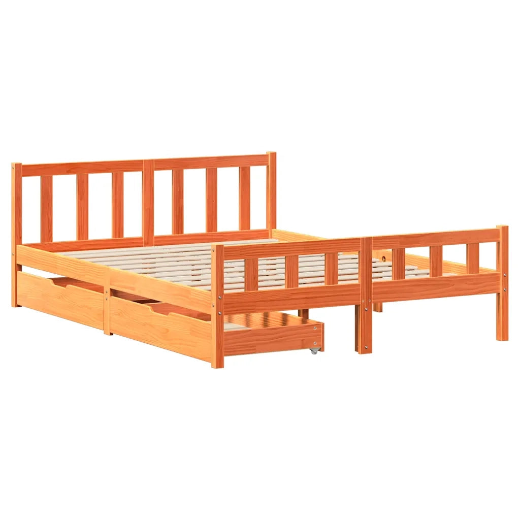 vidaXL Letto senza Materasso Marrone Cera 160x200 cm in Legno di Pino