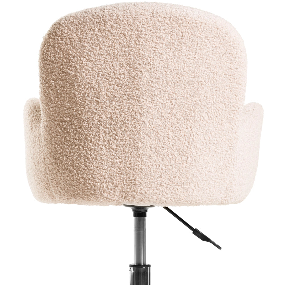 Sedia da ufficio girevole con altezza regolabile in tessuto boucle beige chiaro stile moderno retrò ufficio di casa