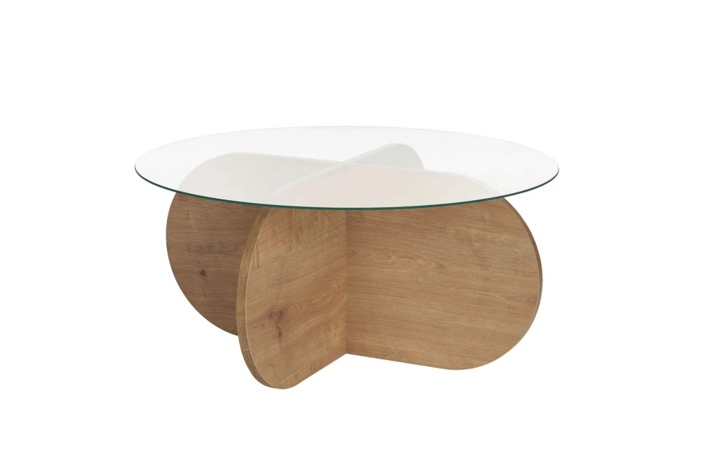 Tavolo basso in legno "Aeris" - 75 x 75 x 35 cm - Chêne Saphir Trasparente