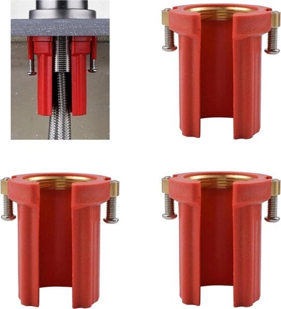 Tre pezzi di morsetti ABS di sicurezza per rubinetti da cucina - morsetti anti-sfregamento per rubinetti - accessori di fissaggio per rubinetti da cucina (rosso)