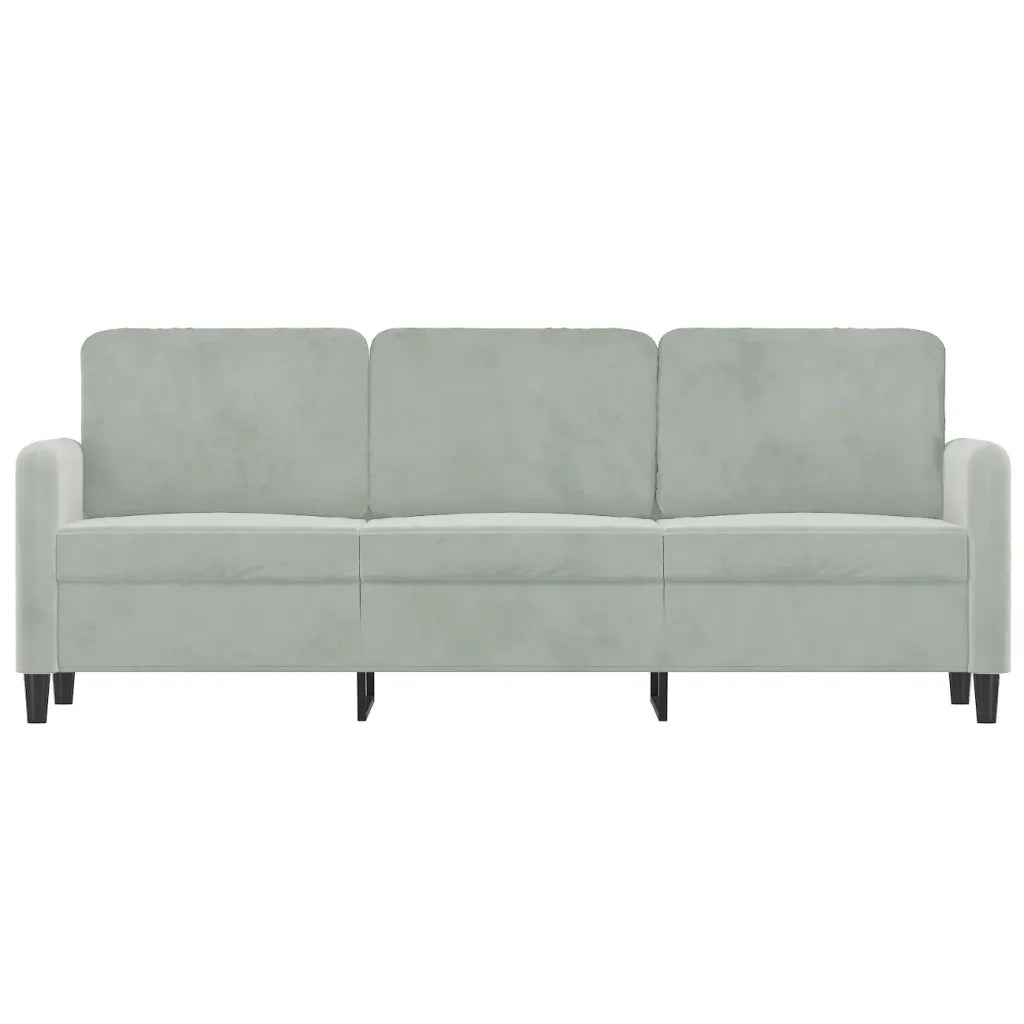 Divano a 3 Posti Grigio Chiaro 180 cm in Velluto