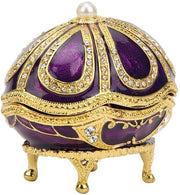 Scatola di conservazione unica con decorazione a forma di uovo Fabergé - Decorativa scatola di conservazione - Finitura in smalto - Diamante blu - Ideale per gioielli - Inclusa decorazione per artigianato
