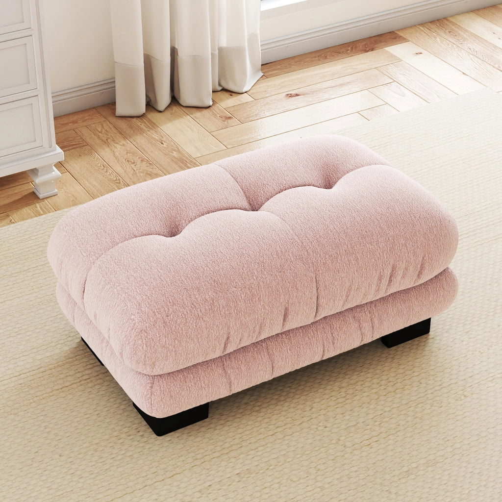 DIVANO modulare in chenille rosa con ottomani mobili