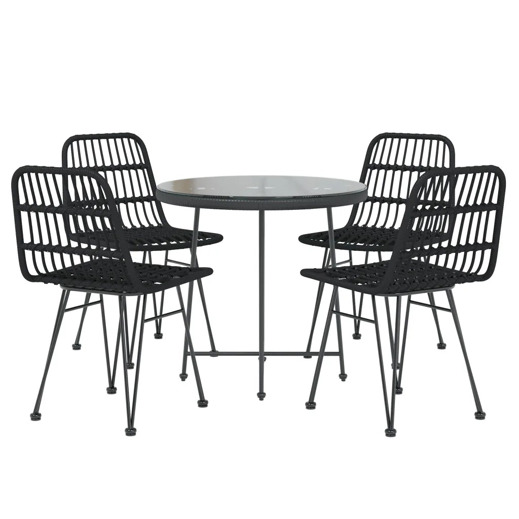 Set da Pranzo da Giardino 5 pz Nero in Polyrattan 3157844