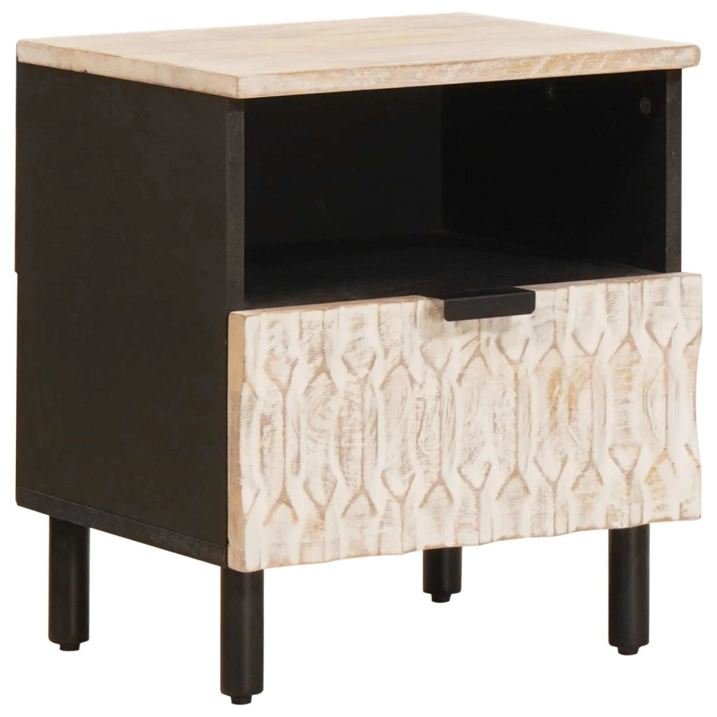 Set di 2 Comodini | Armadio da Notte | Mobiletto da notte con cassetto Bianco 40 x 33 x 46 cm