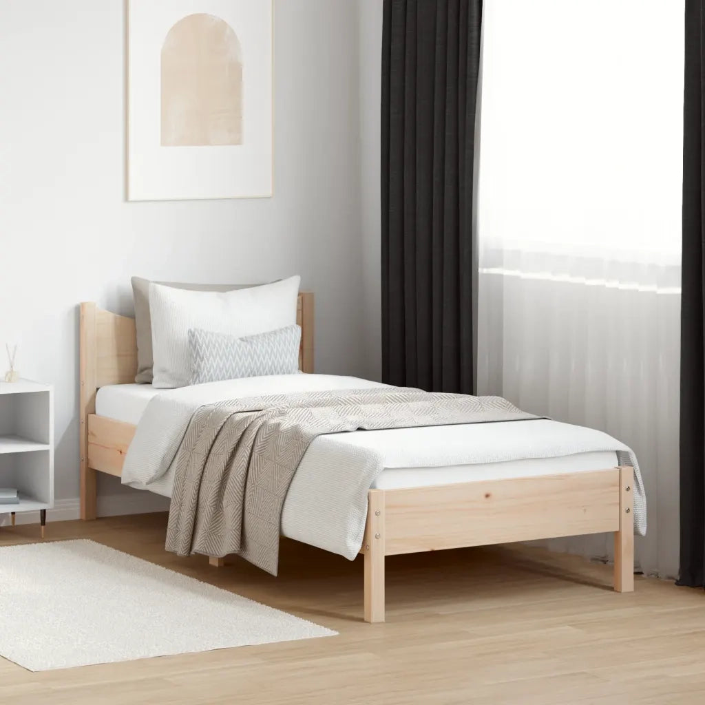 Letto senza Materasso 75x190 cm in Legno Massello Pino 844757