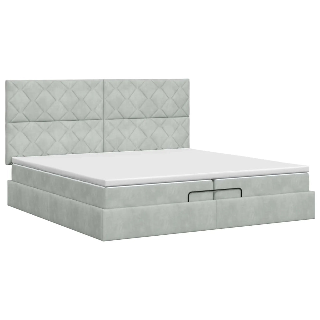 Letto ottomano con materasso Grigio Chiaro 200 x 200 cm Velluto 3457815