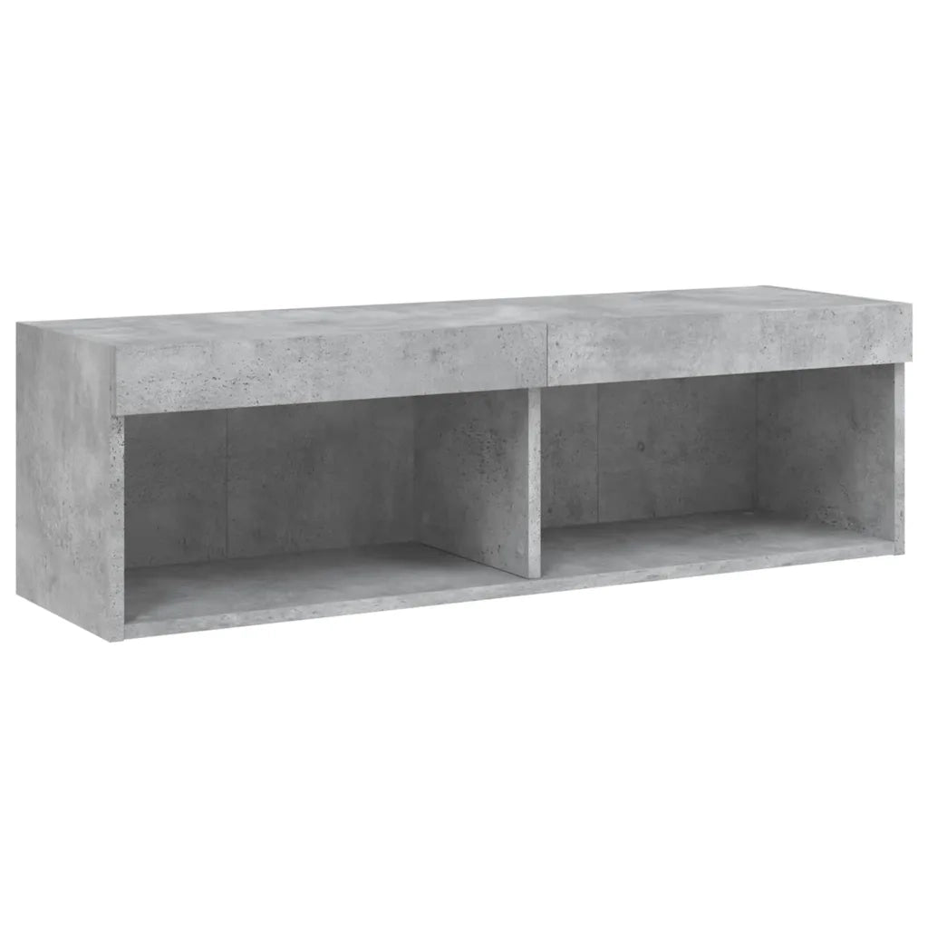vidaXL Mobili TV a Muro con LED 5pz Grigio Cemento Legno Multistrato