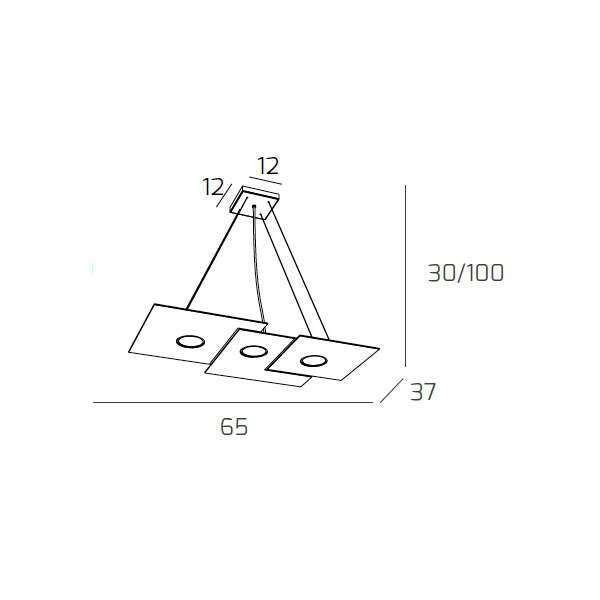 PLATE SOSPENSIONE 3 LUCI ATTACCO GX53 BIANCO