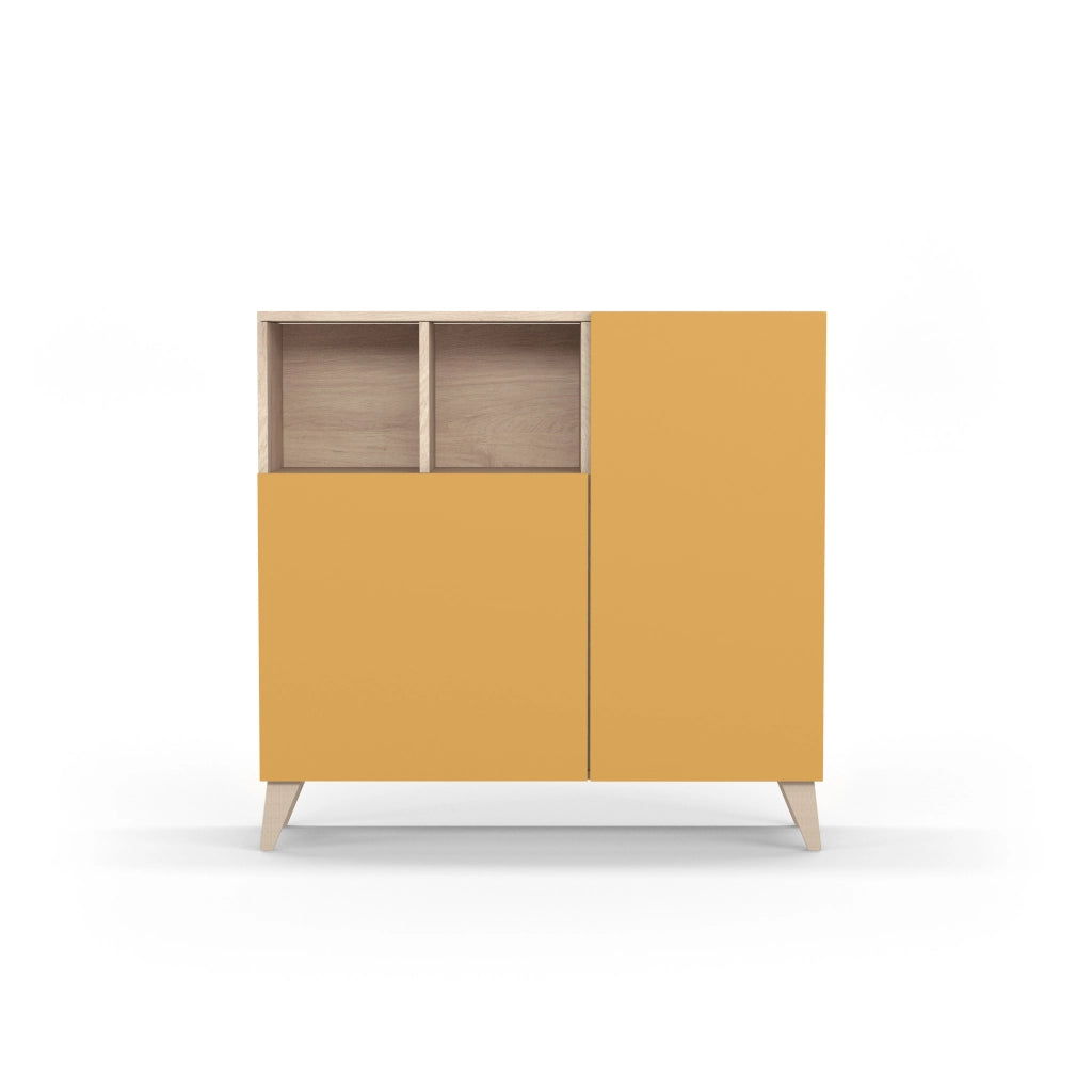 Scarpiera Herdasa effetto rovere chiaro ante senape 87x90x27