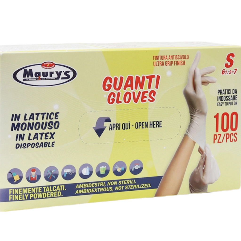 KIT SET 3 PZ MAURY'S GUANTI IN LATTICE IN CONFEZIONE DA 100 PEZZI TAGLIA S