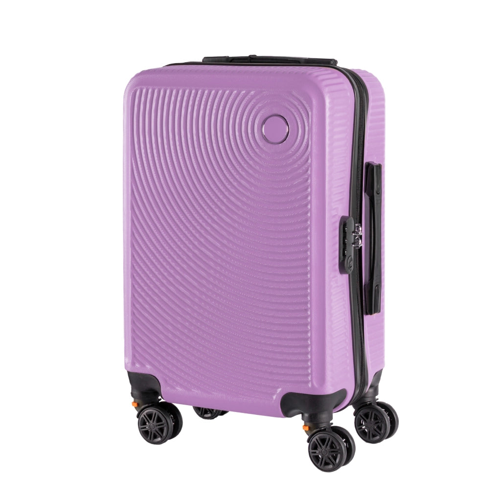Trolley Bagaglio Mano Rigido 54x33x22 Piccolo Ultraleggero Valigia In Abs Con 4 Ruote Rimovibili Manico Chiusura Di Sicurezza Per Compagnie Low Cost Economy Zaino Da Viaggio Lilla