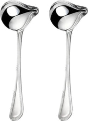 Due cucchiai di acciaio inossidabile - cucchiaio con beccuccio - per salse, zuppe, brodi.