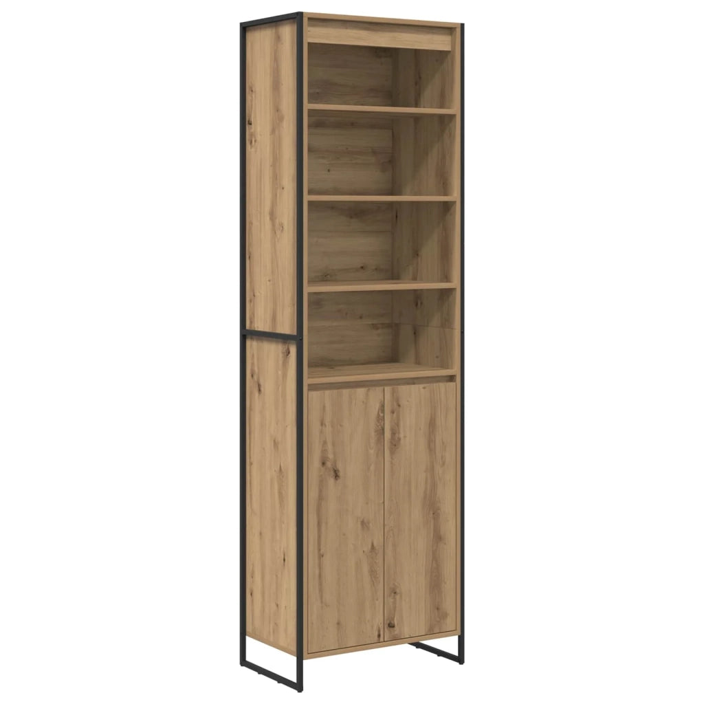 Set di 2 moderni mobili alti rettangolari per riporre gli oggetti in soggiorno 60 x 36 x 200 cm finitura rovere ingegnerizzato stile artigianale 02_0056102