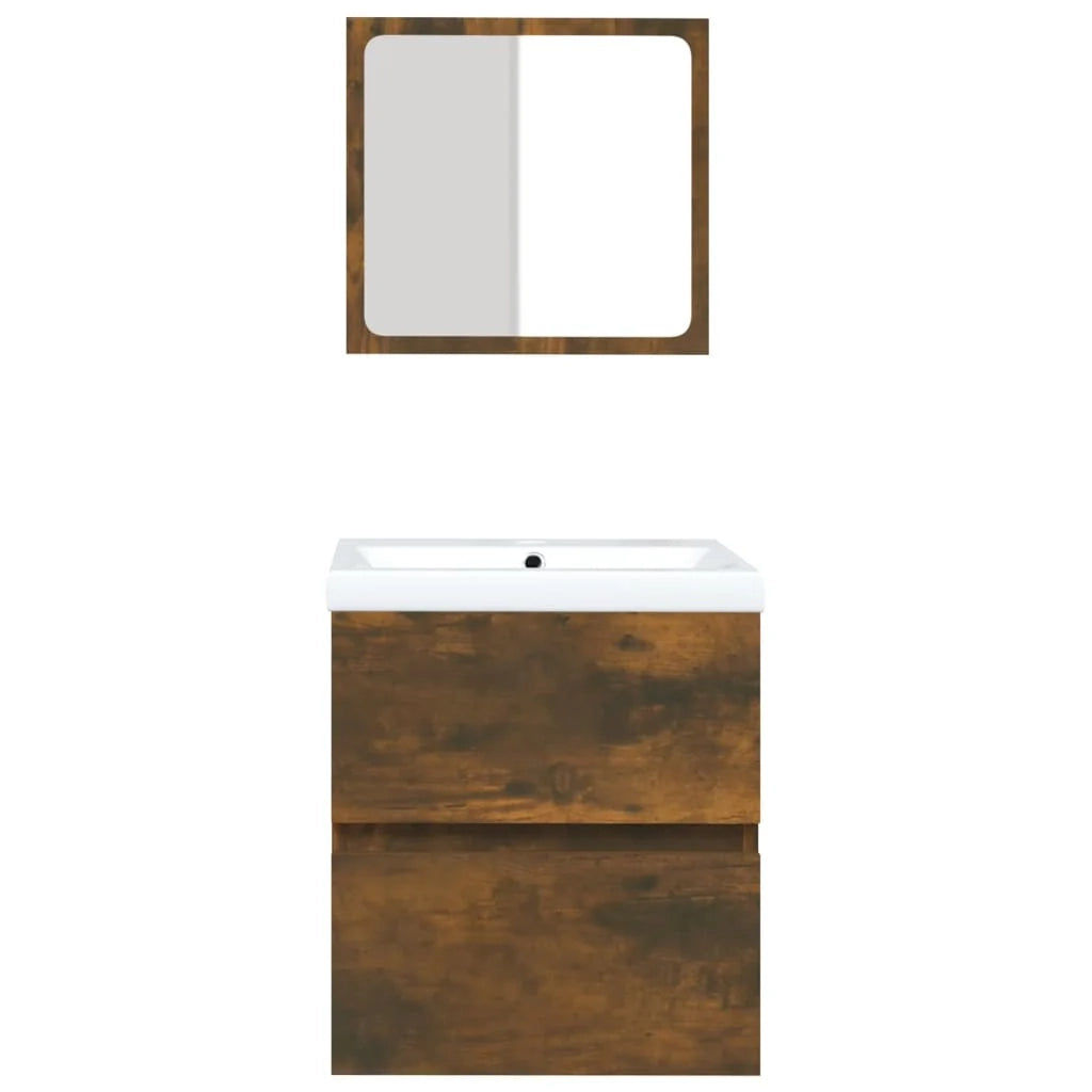 Mobile lavabo con lavabo e specchio 41 x 38,5 x 45 cm finitura rovere affumicato 02_0006643