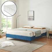 Letto Matrimoniale Lilla con Materasso 180x200 cm Fodera Protettiva Blu [en.casa]