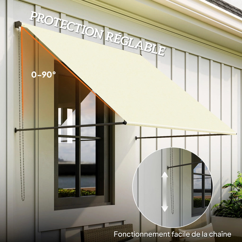 Tenda da sole retrattile manuale ¨C zephmum ¨C 150x116 cm crema alluminio poliestere