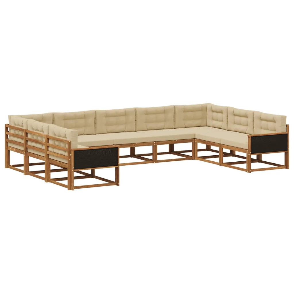 Set di divani da esterno 9 pz Naturale e Beige 3382876