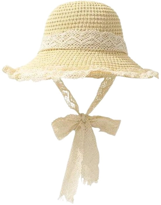 Cappello per donne con inserti di stoffa, cappello di paglia leggero pieghevole con bordo ampio, protezione UV e cinturino di gola regolabile per vacanze al mare, matrimoni in spiaggia, feste in giardino, viaggi all'aperto