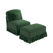 Poltrona con poggiapiedi - con rivestimento sfoderabile e cuscino mobile - chenille verde