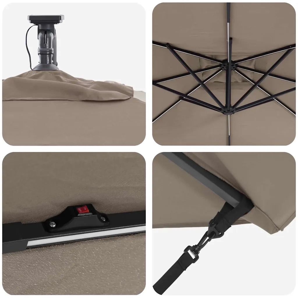 Ombrelloneda-Ombrello da giardino balcone Talpa 249 x 249 x 250 cm Poliestere e Alluminio