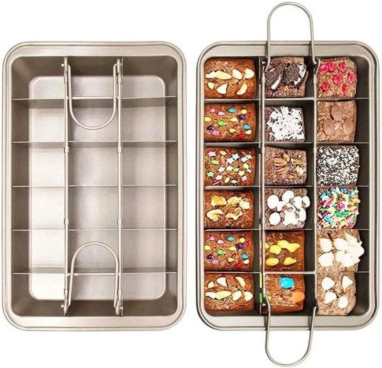 Panno per brownie - forma piatta per brownie con pareti divisorie - 1 pezzo - 31 x 20 x 4,9 cm