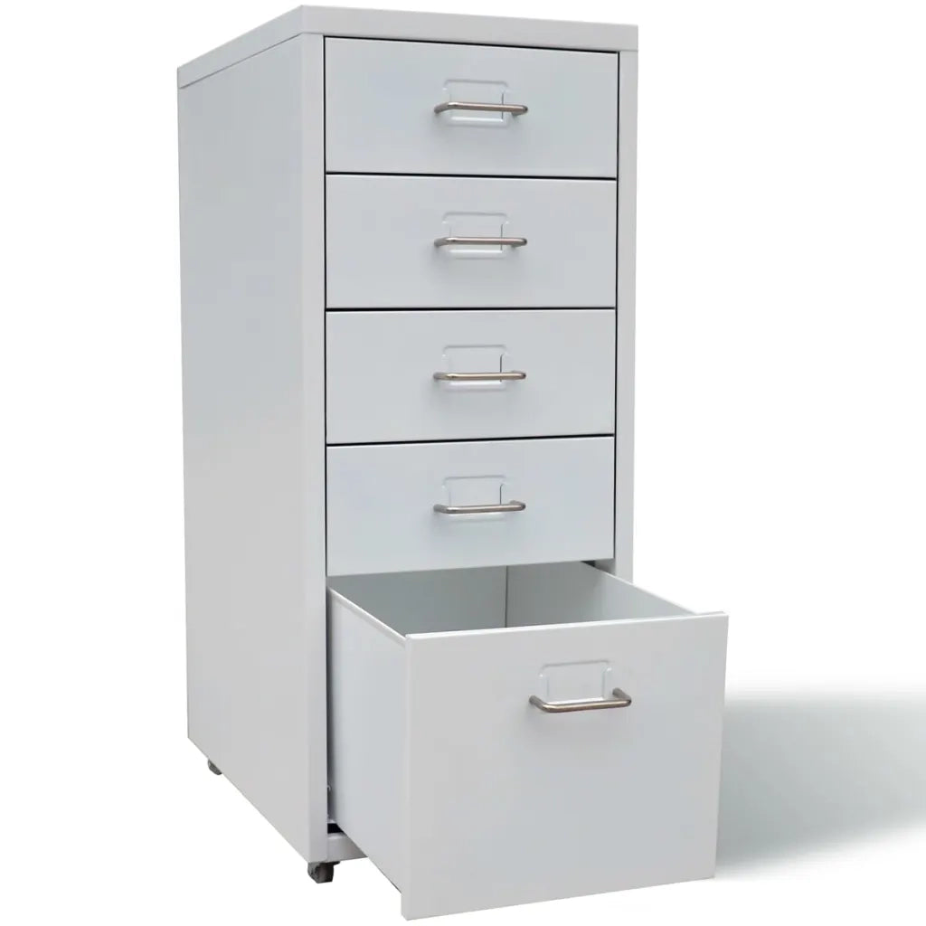 vidaXL Schedario con 5 Cassetti Grigio 68,5 cm in Acciaio