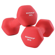 Set di 2 manubri da 3 kg per fitness e bodybuilding rossi 12_0002018
