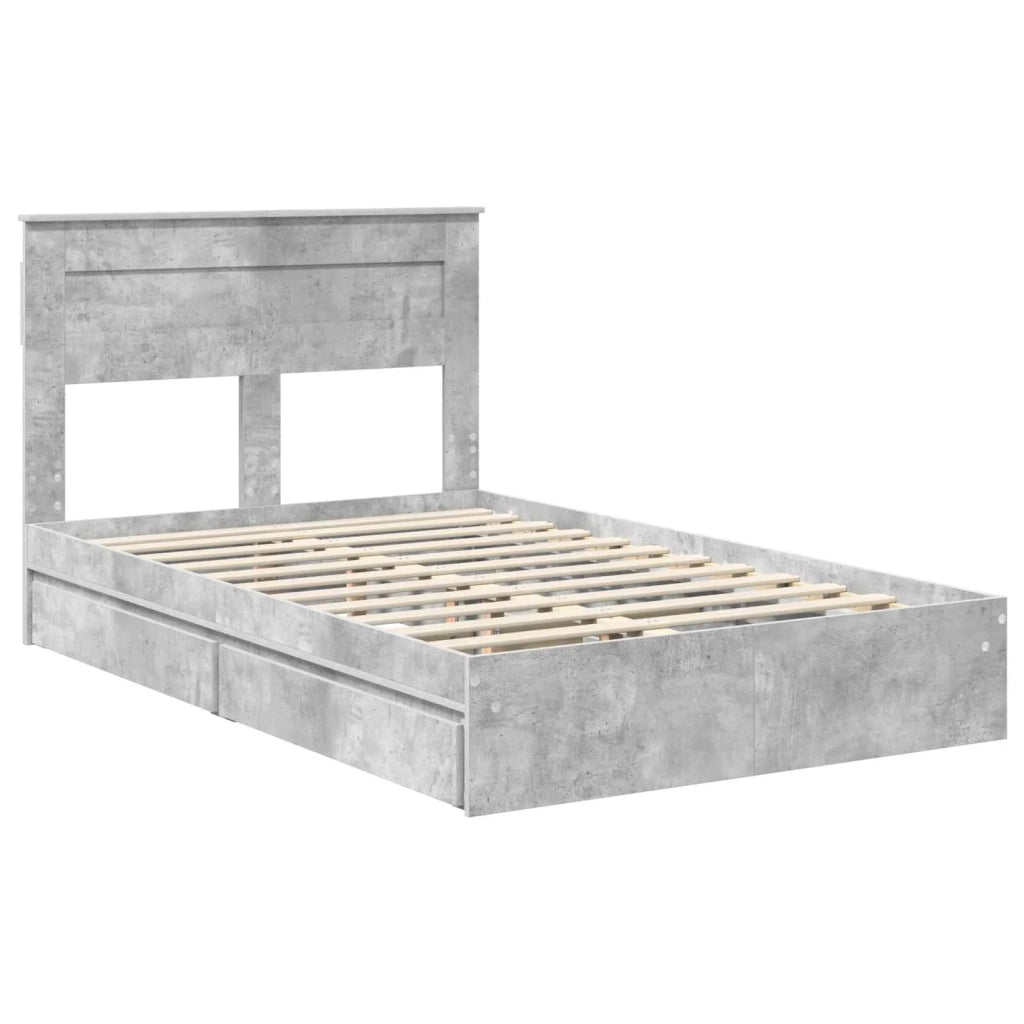 Letto con Contenitore con testiera Grigio cemento 135 x 190 cm 3409920