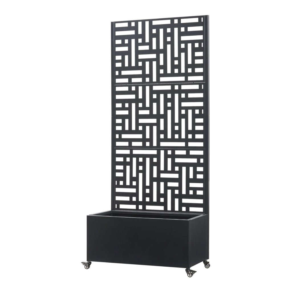 Fioriera/vaso/schermo privacy in acciaio zincato 190 x 82 x 38 cm nero 03_0009499
