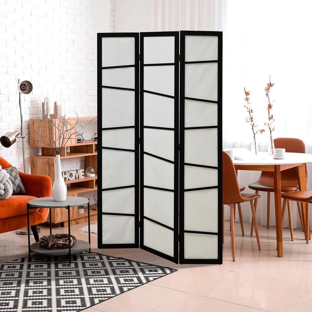 Paravento Separ¨¨ a 3 Pannelli Pieghevole in Legno, 120x170cm, Nero e Bianco