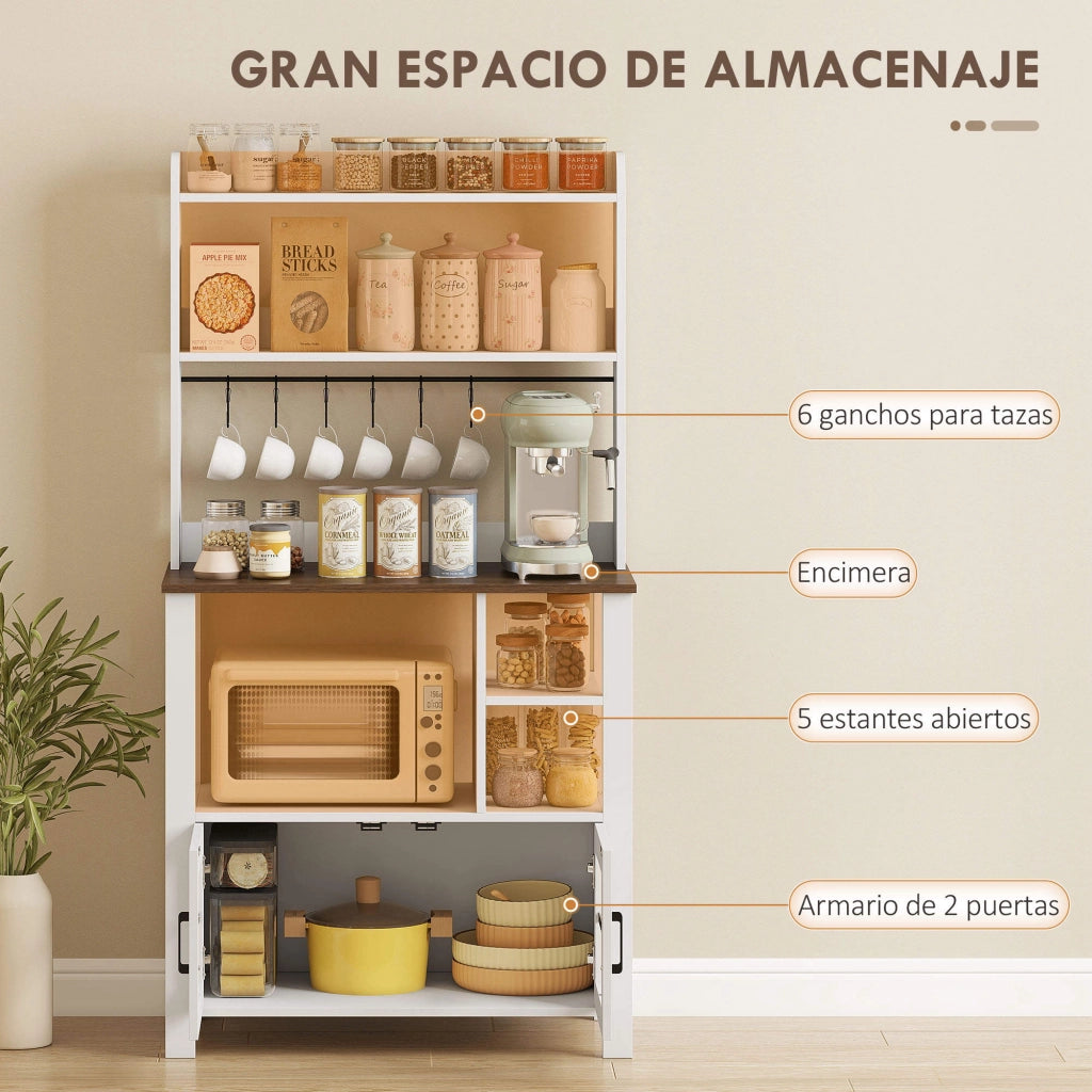 Armadio Cucina con Ante Vetro e Ripiani ¨C Zephmum ¨C 80x40x152 Bianco