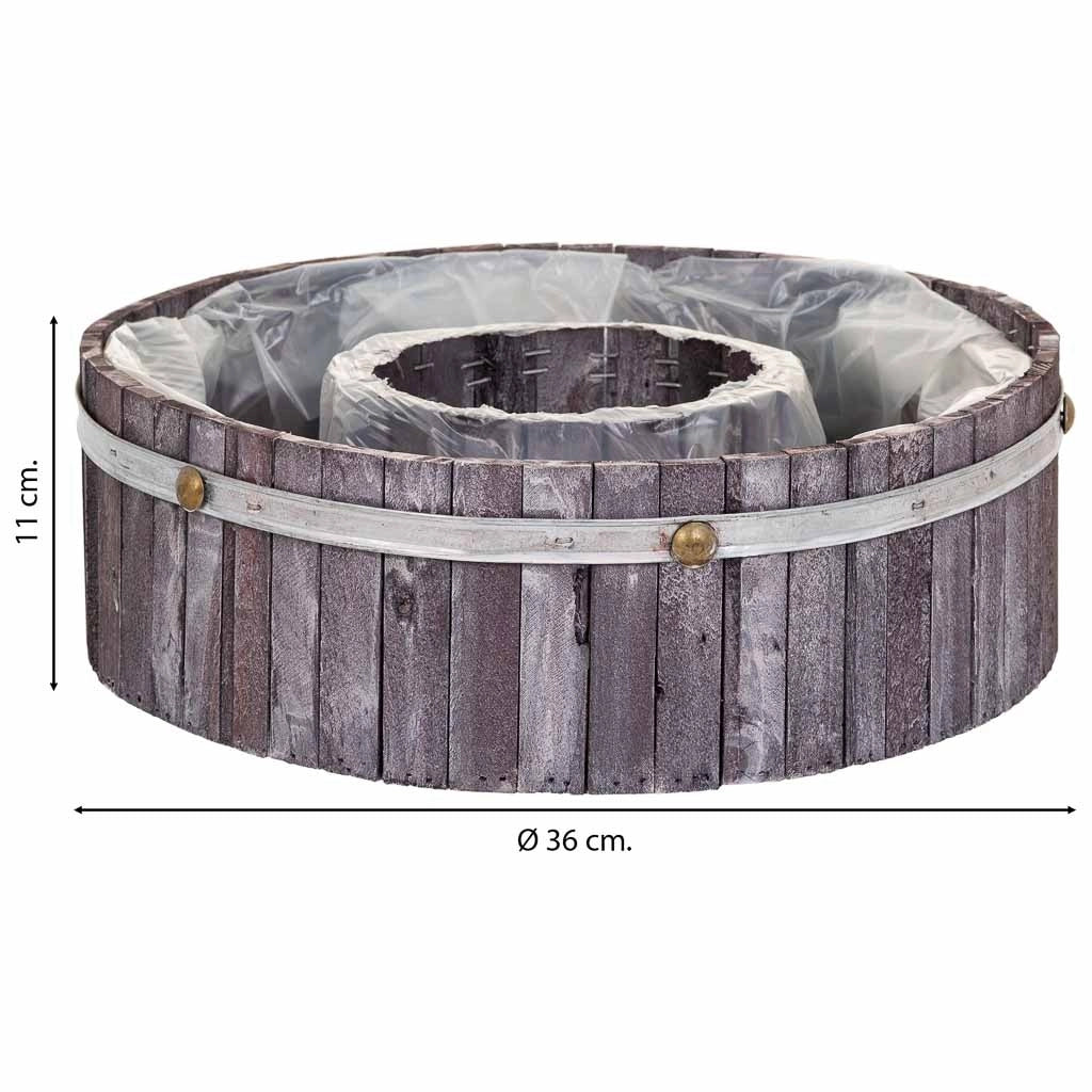 Cestino tondo in legno grigio 36x36x11h