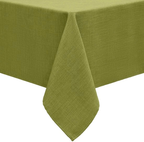 Tavolo in Lino con Effetto Lotus, 4 Lotti, 140x140 cm, Tavolo in Lino, Impermeabile, Resistenze alle Macchie, Verde