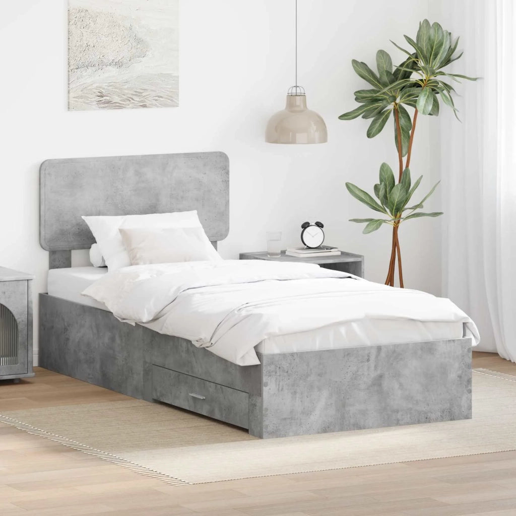 Struttura del letto con testiera-Giroletto con Testiera Grigio cemento 100 x 200 cm 656064